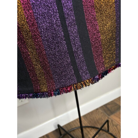 Diane Von Furstenberg Black Metallic Stripe Sleeveless Work Dress‎ Size 4 Purple - Picture 5 of 9